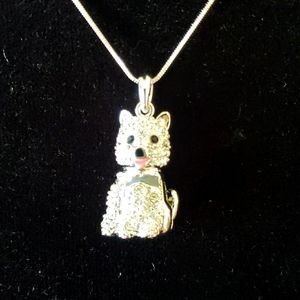 Crystal Terrier Yorkie/Westie Necklace NWOT